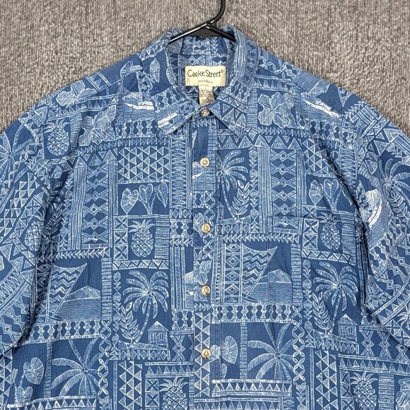 Cooke Street Honolulu Hawaiian Shirt Men M Blue Short Sleeve Pineapple Button Up - Picture 2 of 11